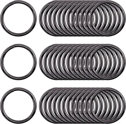 Miniatura 14 de Kit de 60 anillos de metal para cinturones, pasadores de accesorios para macramé, cinturón de campamento, correas para perro, accesorios de sable