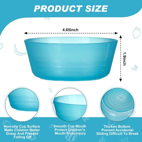 Miniatura 2 de Dandat 96 cuencos de plástico para niños de 14 onzas de colores brillantes, cuencos pequeños de cereales aptos para lavavajillas, microondas