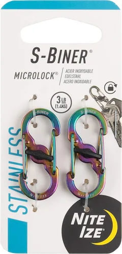 Miniatura 7 de Nite Ize S-Biner MicroLock de aluminio, llavero con mosquetón de bloqueo, paquete de 5, colores surtidos