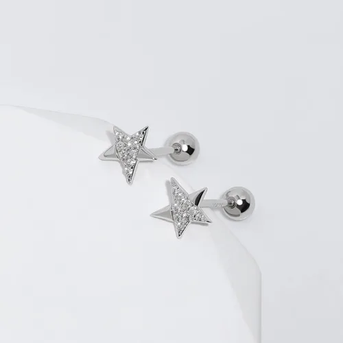 Miniatura 3 de Meissa Aretes de bola de rosca para mujer, plata de ley 925, delicados y bonitos aretes de estrella para múltiples piercings