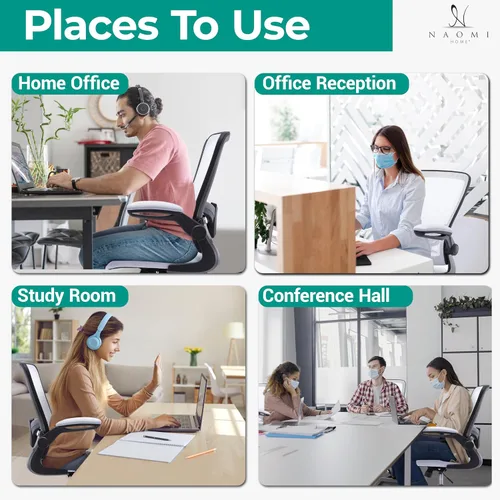 Miniatura 6 de Naomi Home Serena Silla ergonómica de malla de redacción, ajustable, malla transpirable, soporte lumbar, ergonómica y ajustable en altura ajustable