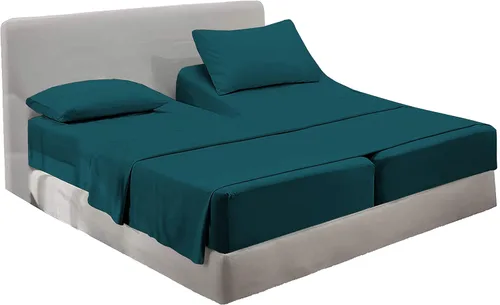Miniatura 16 de PURE ECO Juego de sábanas de algodón natural, 5 piezas, tamaño King dividido, color beige, calidad suave, bolsillo profundo de 16 pulgadas, juego