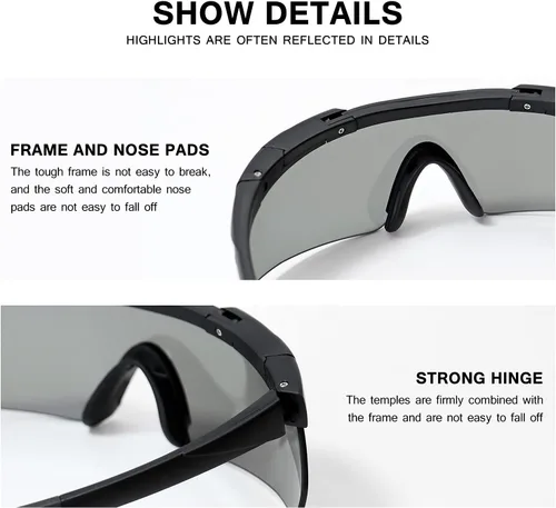 Miniatura 9 de SPOSUNE Anteojos de disparo para hombre con funda, resistentes a los impactos con 3 lentes, gafas de seguridad antivaho para hombres y mujeres