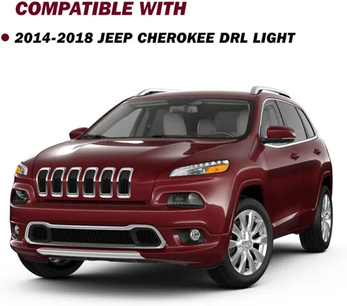 Miniatura 7 de JSBOYAT Compatible con 2014-2018 Jeep Cherokee Luz LED DRL de estacionamiento Señal de giro estilo OE Faros LED DRL cromados para parachoques Señal
