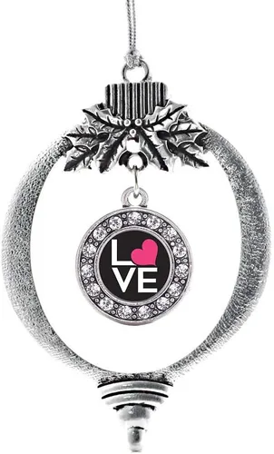 Miniatura 233 de Inspired Silver - Twin One - Adorno festivo de Navidad de plata - Adorno festivo de árbol de Navidad con dije de círculo y circonita cúbica