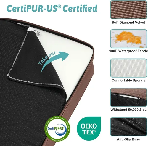 Miniatura 6 de COZY KISS Cama ortopédica para perros de tamaño mediano, sofá para mascotas con forro impermeable, sofá de espuma para mascotas de hasta 30 libras