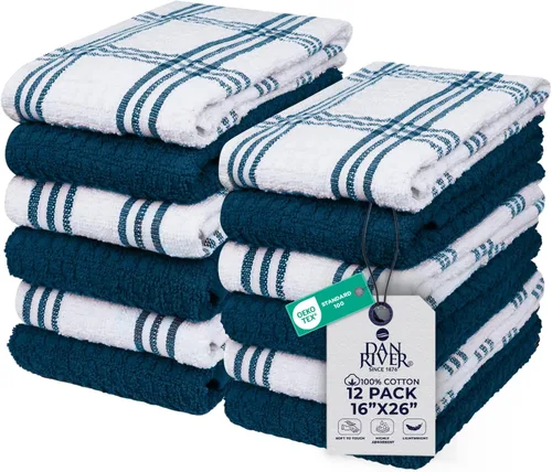 Miniatura 140 de DAN RIVER Paquete de 6 toallas de mano de alta calidad (16 x 28 pulgadas), 100% algodón, ultra suaves, ligeras, altamente absorbentes, para baño