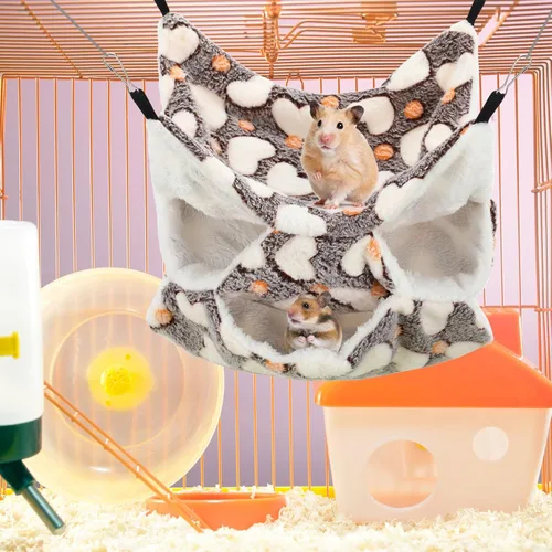Miniatura 7 de Sadnyy Hamaca de rata de hurón de 3 niveles, 10 piezas, conejillo de indias, cama cálida para dormir, jaula para mascotas, hamaca colgante