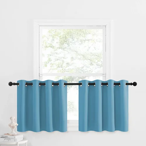 Miniatura 222 de NICETOWN Cortinas opacas de cocina para ventana sobre el fregadero, aislamiento térmico, decoración del hogar, pequeños niveles opacos con ojales