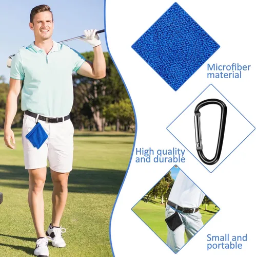 Miniatura 3 de Flutesan Toalla de pelota de golf de 3 piezas de 5.5 x 5.5 pulgadas, toalla de bolsillo pequeña húmeda y seca con clip en D, accesorios portátiles