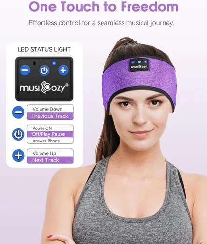 Miniatura 6 de MUSICOZY Auriculares para dormir inalámbricos, diadema Bluetooth, auriculares deportivos para dormir, auriculares máscara para dormir, diadema
