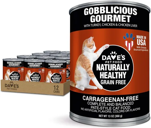 Miniatura 13 de Dave's Pet Food Alimento húmedo sin granos para gatos (95% paté de hígado de pollo y pollo), hecho en Canadá, alimento enlatado naturalmente