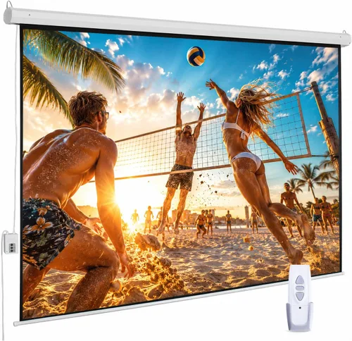 Miniatura 11 de Pantalla de proyector motorizada de 110", pantalla de proyector eléctrica 16:9 con control remoto, pantalla de película HD