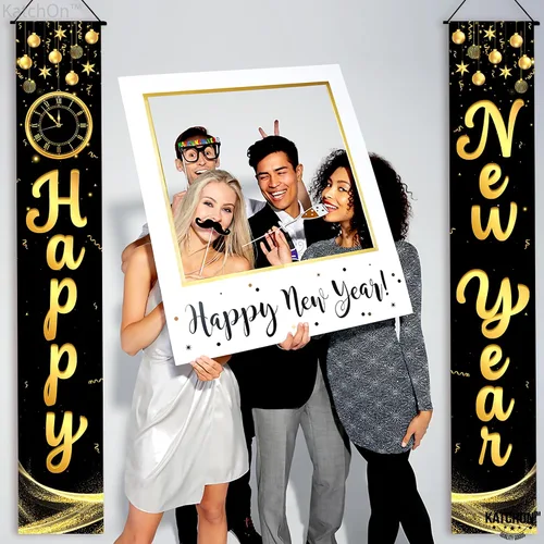 Miniatura 3 de KatchOn, Xtralarge - Cartel de feliz año nuevo – 72 x 12 pulgadas Cartel de puerta de feliz año nuevo para suministros de fiesta de Año Nuevo 2026