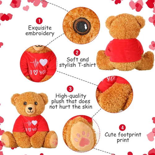 Miniatura 5 de Chalyna Oso de peluche para el día de San Valentín, de 16 pulgadas, oso de peluche para novia, oso de peluche romántico para regalos de cumpleaños