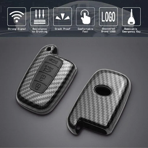 Miniatura 3 de Funda para llavero con cubierta negra Compatible con Hyundai Azera Elantra GT EQUUS Genesis Coupe Santa FE Sonata Tucson Veloster para KIA Borrego