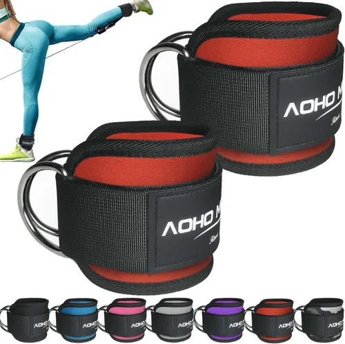 AOHO MOOON - Brazalete de tobillo para máquina de cable, accesorios de gimnasio para mujeres y hombres, puños de tobillo de neopreno para patadas de