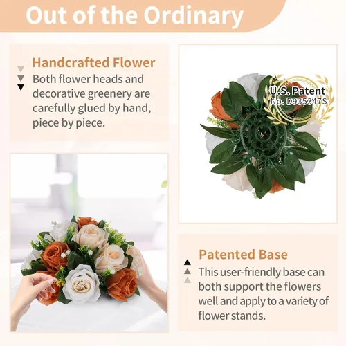 Miniatura 86 de NUPTIO Centros de mesa de flores para mesas de boda: arreglo de bolas de flores artificiales rosa y blanco para bodas, fiestas, 2 piezas de rosas