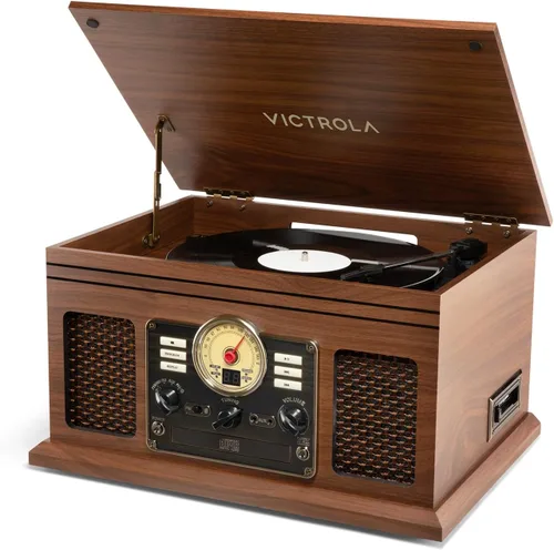 Miniatura 15 de Victrola The Quincy - Reproductor de discos Bluetooth 6 en 1 y centro multimedia con altavoces integrados, tocadiscos de 3 velocidades, reproductor