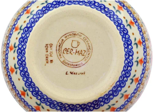Miniatura 4 de Cuenco de cerámica polaca de 6 pulgadas (tema Amarillo) Signature UNIKAT + Certificado de autenticidad