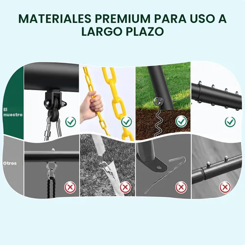 Miniatura 4 de Hapfan Juego de columpios resistentes de 600 libras con 1 columpio de plataforma, 2 columpios de cinturón, un juego de columpios de metal con marco