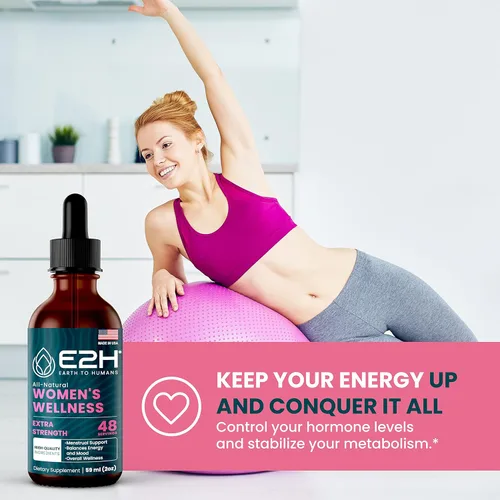 Miniatura 4 de E2H All Natural Women's Wellness, equilibrio hormonal y alivio del síndrome premenstrual con cohosh negro, Dong Quai y raíz de regaliz para aliviar