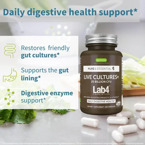 Miniatura 3 de Vitamina D3 diaria + cultivos vivos+ paquete de probióticos Lab4, 365 tabletas de vitamina D3 de 2000iu + 25 mil millones de UFC Lactobacillus