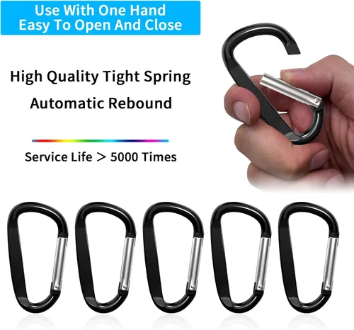 Miniatura 3 de Clips de mosquetón de aluminio de 3 ", hebilla de gancho de mosquetón de llavero con forma de anillo D 12PCS