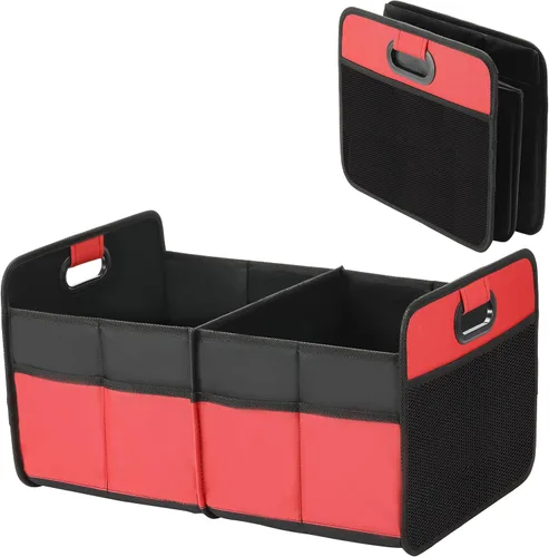 Miniatura 10 de YSSOA Organizador de maletero de automóvil, 2 compartimentos antideslizantes de 14 pulgadas de profundidad x 22 pulgadas de ancho x 12 pulgadas