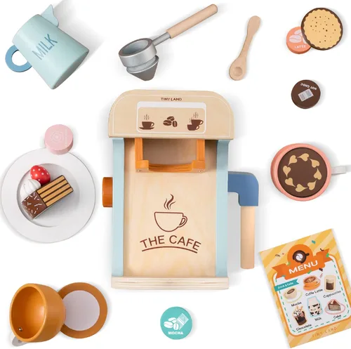 Miniatura 9 de Tiny Land Juguetes de cocina y cafetera de madera para jugar