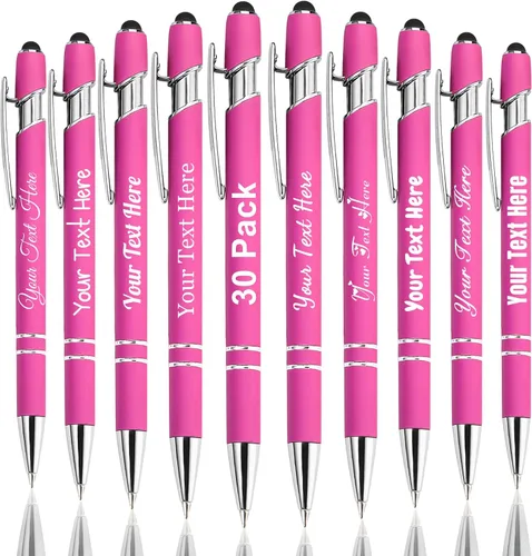 Miniatura 93 de Hasta 300 bolígrafos personalizados a granel con nombre personalizado con grabado gratis, puntas de lápiz capacitivo grabado, bolígrafo