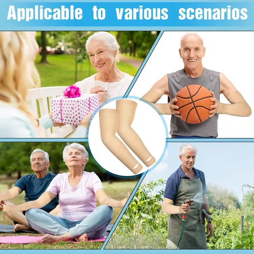 Miniatura 3 de Janmercy 4 pares de fundas protectoras para el brazo para piel fina y ancianos, funda protectora de piel para ancianos, moretones, abrasiones