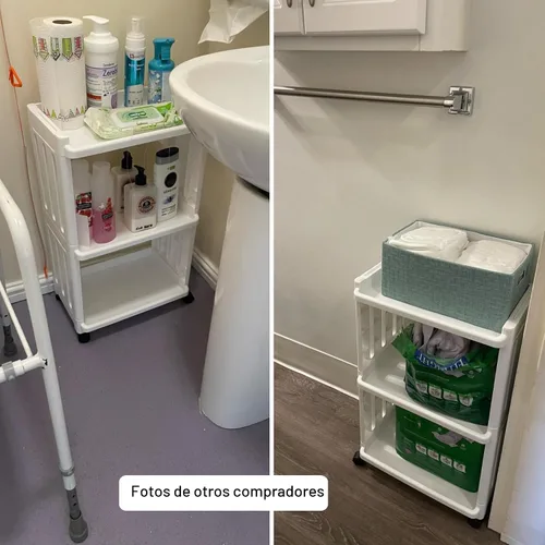 Miniatura 2 de Carrito de Almacenamiento con Ruedas Organizador Delgado con Estantes de 3 Niveles para Lugares Estrechos Unidad de Estantería Móvil Torre