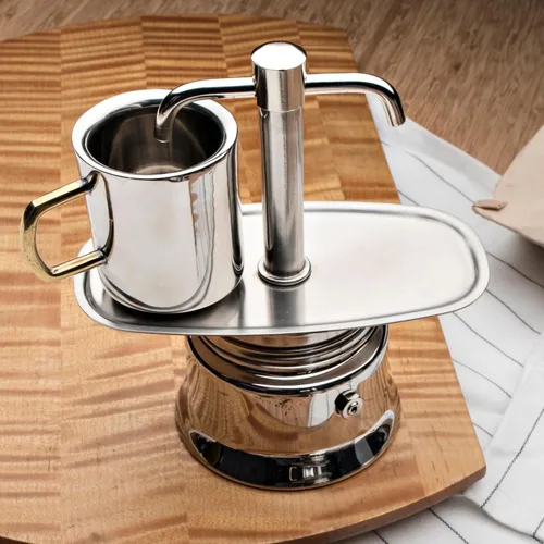 Miniatura 5 de Kings County Tools Cafetera de Café de Dos Bocas de 2 Tazas - Cafetera Espresso de Acero Inoxidable para Estufa - Máquina de Café Italiana