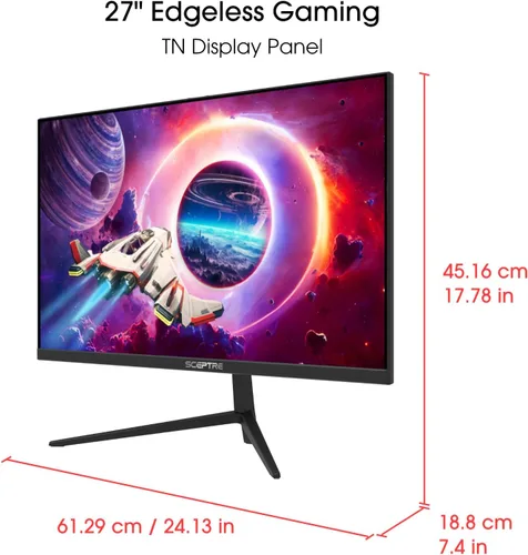 Miniatura 2 de Sceptre Monitor de juegos de 27 pulgadas 165 Hz 144 Hz 1 ms AMD FreeSync Premium HDMI DisplayPort Altavoces integrados, 99% sRGB negro 2025