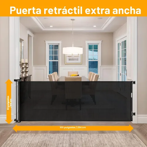 Miniatura 2 de Puertas de bebé extra anchas de 100 pulgadas para gran apertura, puerta retráctil para interiores para perros, puertas para cachorros para la casa