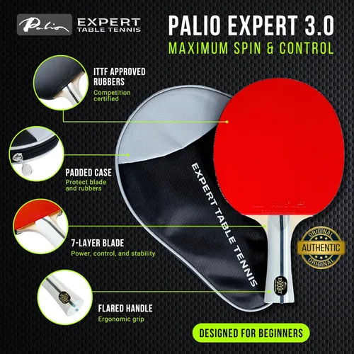 Miniatura 2 de Palio Expert 3.0 - Raqueta de tenis de mesa y funda Raquetas de ping pong de alto rendimiento aprobadas por la ITTF para principiantes Máximo