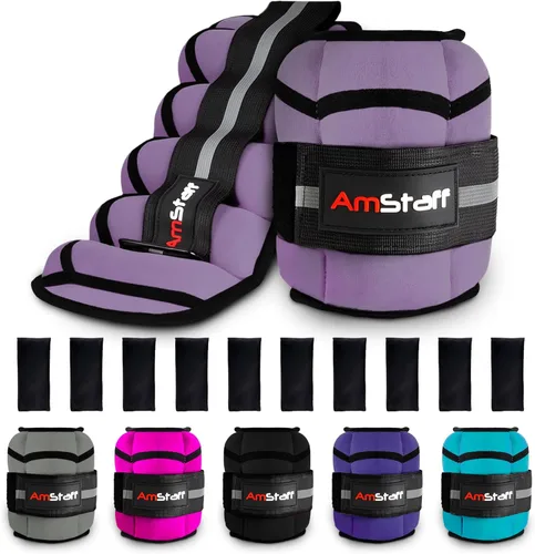 Miniatura 11 de AmStaff Fitness Pesas de tobillo ajustables, 1 par de correas de peso de piernas de 2, 4, 6, 8, 10 libras para entrenamiento de fuerza, caminar