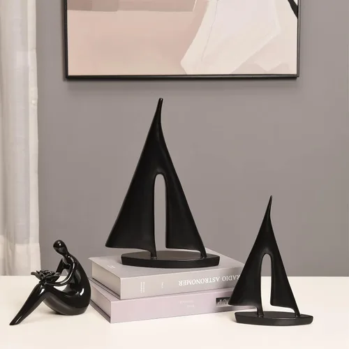 Miniatura 5 de Saysmile Esculturas modernas para decoración del hogar, adorno de decoración de velero, decoración de estatua de barco, esculturas artísticas
