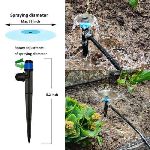 Miniatura 5 de Kit de riego por goteo de 64 pies con temporizador de jardín, sistema de riego de plantas con boquillas de chorro de tubería y temporizador de agua