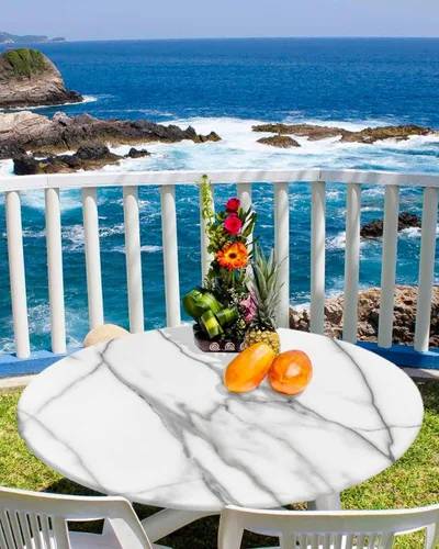 Miniatura 15 de Mantel redondo ajustable con diseño de huevos de Pascua de 36 a 44 pulgadas, bonito mantel colorido con borde elástico, manteles impermeables a