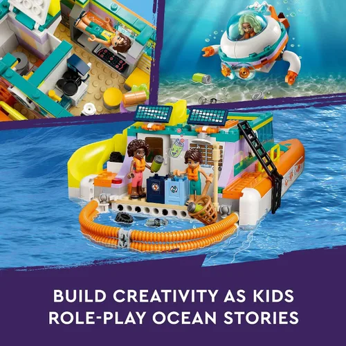 Miniatura 4 de LEGO Friends Barco de Rescate Marítimo 41734 - Juego de juguetes de construcción para niños y niñas a partir de 7 años que aman el mar, incluye 4