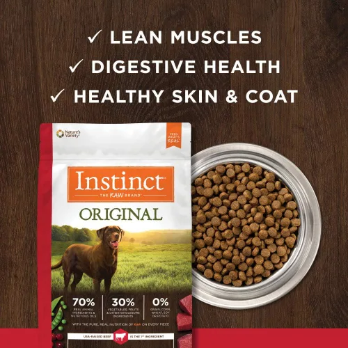 Miniatura 6 de Instinct Alimento Seco Original para Perros, Croquetas con Recubrimiento Crudo, Alta Proteína, Receta Sin Granos - Carne de Res Real, Bolsa de 20 lb