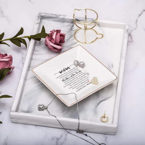 Miniatura 5 de SUNBMO Madre de la novia - Soporte de cerámica para anillos, regalo de boda para madre, regalo de agradecimiento para mamá