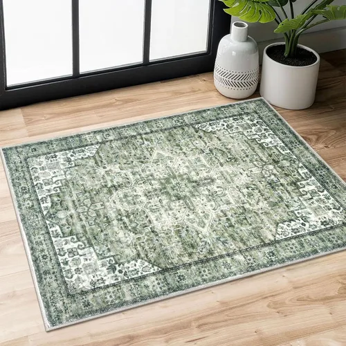 Miniatura 49 de SIILOOM Alfombra lavable de 2 x 3 pies, alfombra suave color taupe ceniza para entrada, tapete antideslizante para puerta de interior, tapete