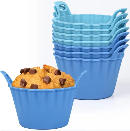 Miniatura 10 de Koluti Juego de 12 Moldes de Silicona Reutilizables para Hornear, Molde Antiadherente para Muffins y Cupcakes con Doble Asa, Sin BPA, Mini Moldes