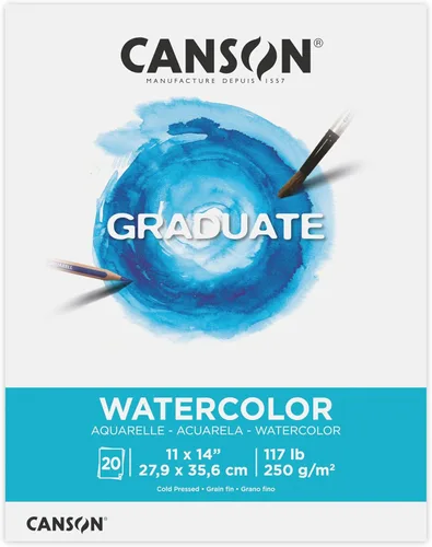 Canson Bloc de acuarela graduado, plegable, 11 x 14 pulgadas, 20 hojas | Papel de artista para adultos y estudiantes, pintura, gouache, técnica