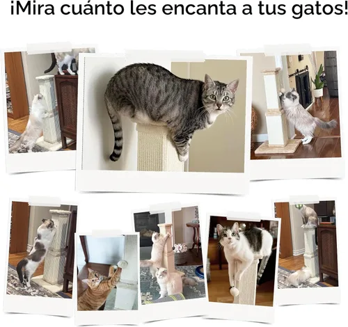 Miniatura 6 de Poste rascador para gatos grandes, rascador de gatos para gatos de interior y adultos, poste rascador de sisal resistente para proteger muebles, 32