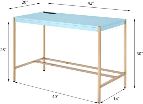 Miniatura 9 de Acme Midriaks - Escritorio de madera con puerto USB en azul y dorado