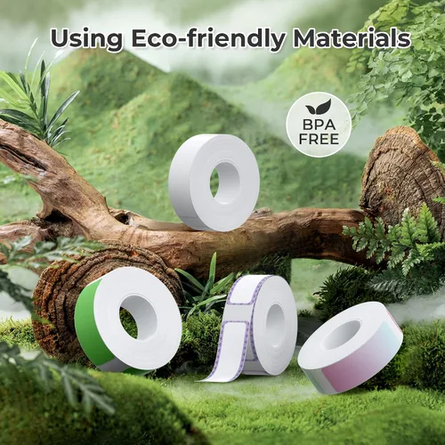 Miniatura 5 de Cinta para hacer etiquetas genuina Nelko P21, papel de impresión de etiquetas adaptado, 14x40mm (0.55"x1.57"), laminado estándar, reemplazo